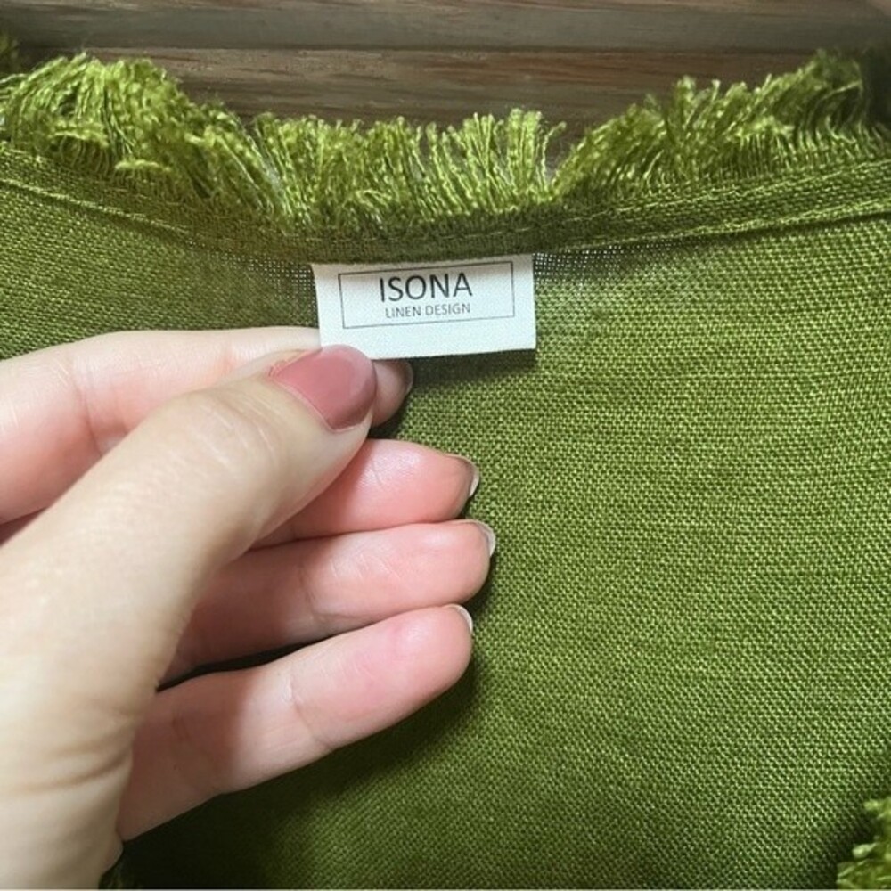 Isona Linen Tank Top Prague Moss Green M NWOT - Picture 3 of 9